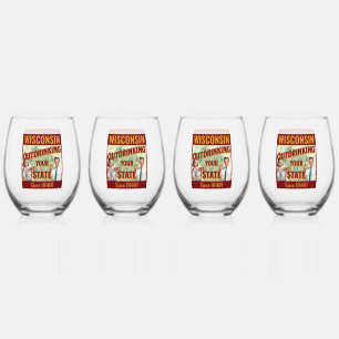 Wisconsin Outdrinking Your State Since 1848 Stemless Wine Glass