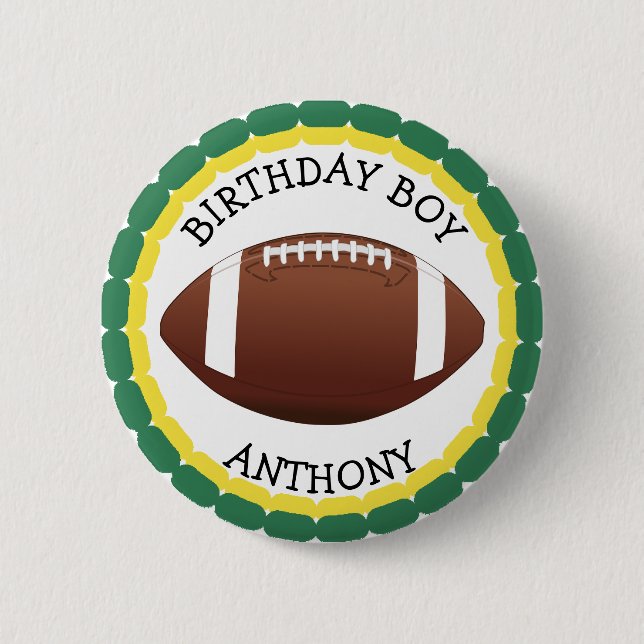 Wisconsin Personalize Birthday Boy Football Button (Front)
