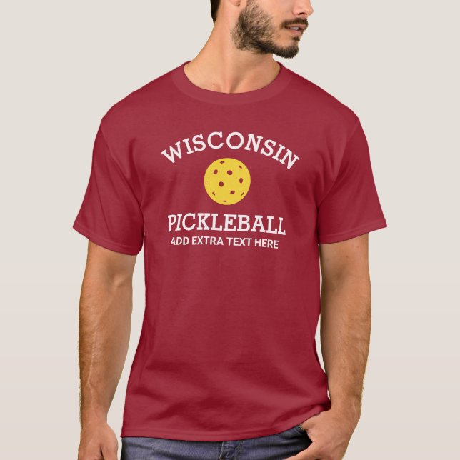 Wisconsin Pickleball Add Club, Partner Name Custom T-Shirt (Front)
