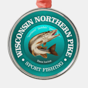 Wisconsin Pike Fishing Metal Tree Decoration