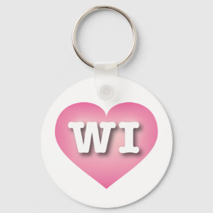 Wisconsin Pink Fade Heart - Big Love Key Ring