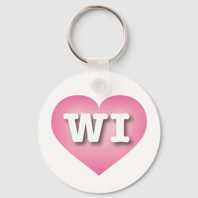 Wisconsin Pink Fade Heart - Big Love Key Ring (Front)