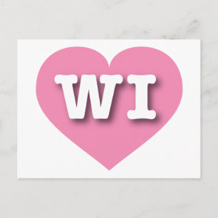 Wisconsin Pink Heart - I love WI Postcard