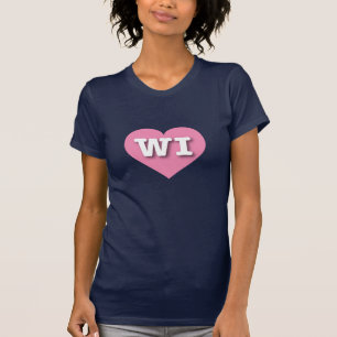 Wisconsin Pink Heart - I love WI T-Shirt