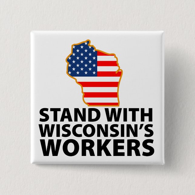 Wisconsin Protests 15 Cm Square Badge (Front)