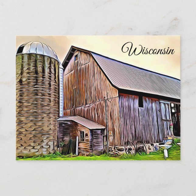 Wisconsin Red Barn Farm  Postcard (Front)