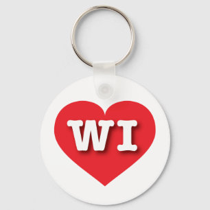 Wisconsin Red Heart - I love WI Key Ring