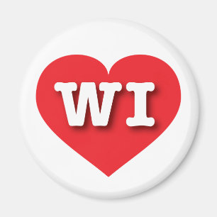Wisconsin Red Heart - I love WI Magnet