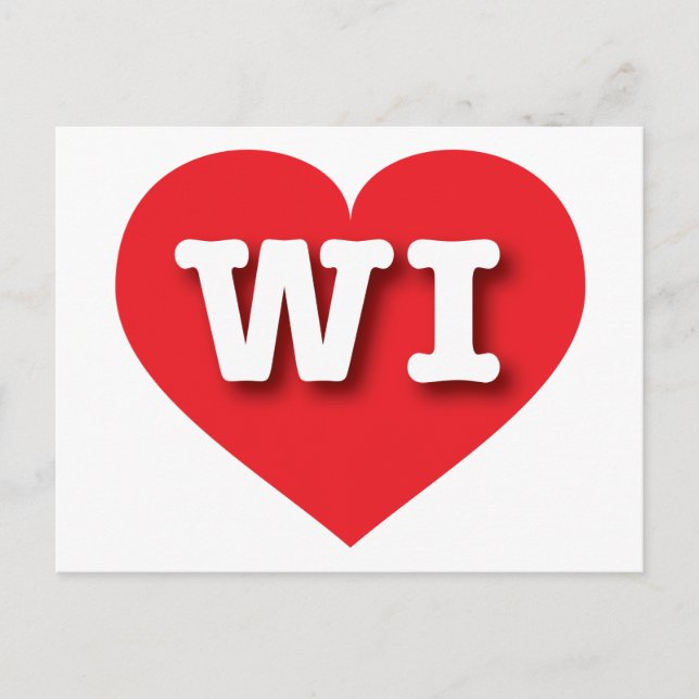 Wisconsin Red Heart - I love WI Postcard (Front)