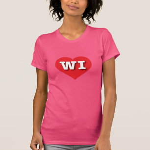 Wisconsin Red Heart - I love WI T-Shirt