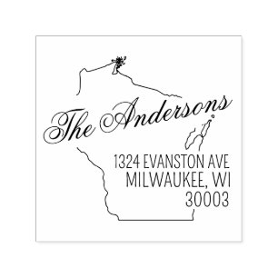 Wisconsin Return Address Self Inking Rubber Stamp