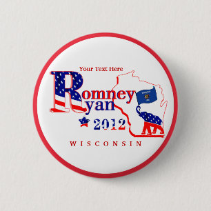 Wisconsin Romney and Ryan 2012 Button  Customise 2