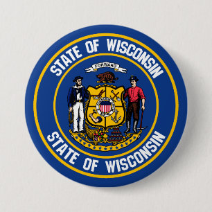 Wisconsin Round Emblem 7.5 Cm Round Badge