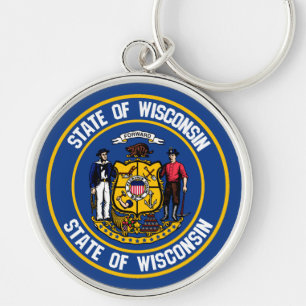 Wisconsin Round Emblem Key Ring