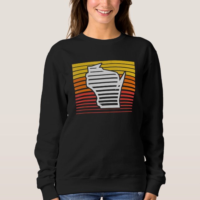 Wisconsin Shape Retrowave Throwback Gradient Sweatshirt (Front)