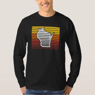 Wisconsin Shape Retrowave Throwback Gradient T-Shirt