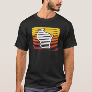 Wisconsin Shape Retrowave Throwback Gradient T-Shirt