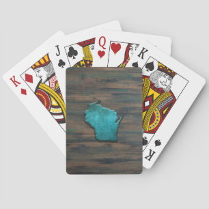 Wisconsin Shape Teal Playing Cards