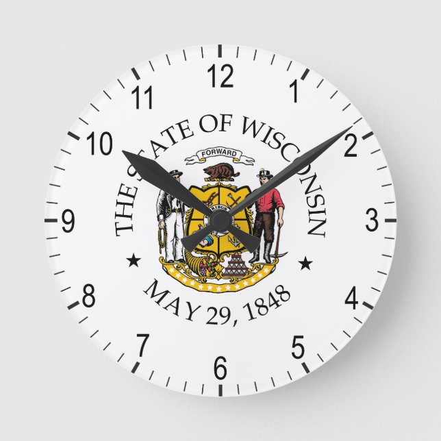 Wisconsin sign round clock (Front)