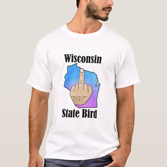 Wisconsin state bird t-shirt middle finger colour (Front)