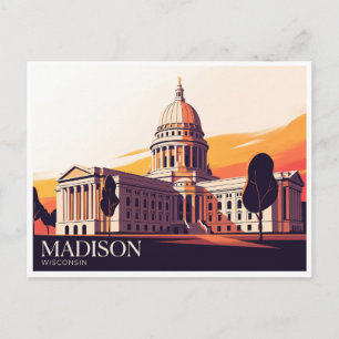 Wisconsin State Capitol at Sunset Madison Postcard