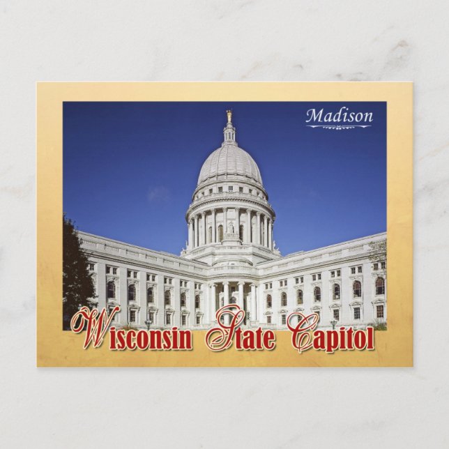 Wisconsin State Capitol building in Madison Postcard (Front)