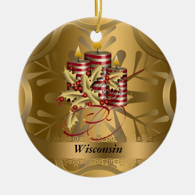 Wisconsin State Christmas Ornament (Front)