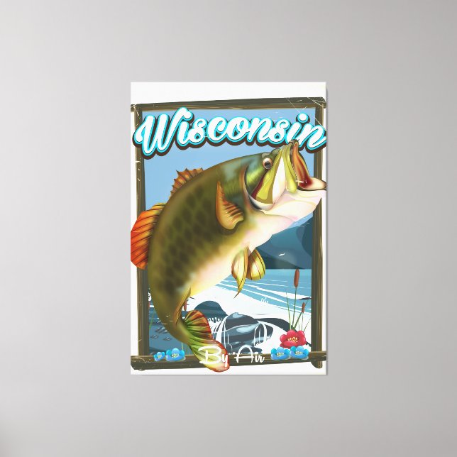 Wisconsin State fishing poster Canvas Print (Front)