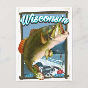 Wisconsin State fishing poster Postcard