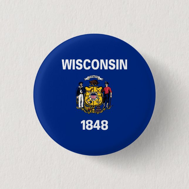 Wisconsin State Flag 3 Cm Round Badge (Front)