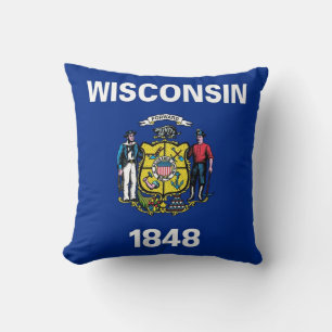 Wisconsin State Flag American MoJo Pillow