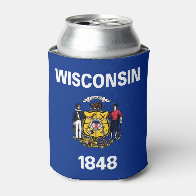 Wisconsin State Flag Can Cooler (Can Front)