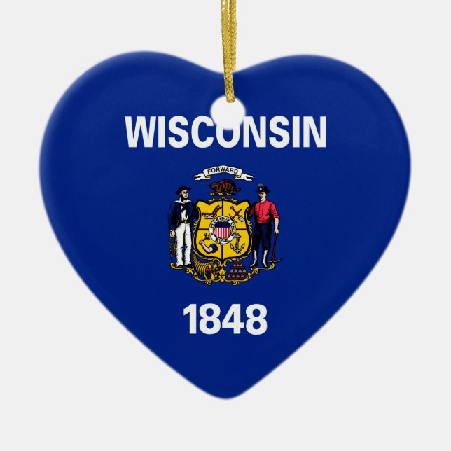 Wisconsin State Flag Design Ceramic Tree Decoration (Front)