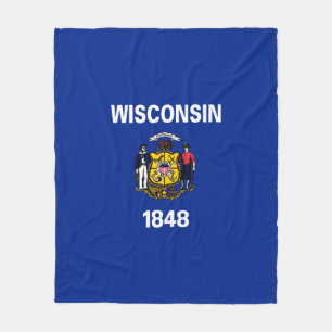 Wisconsin State Flag Design Fleece Blanket