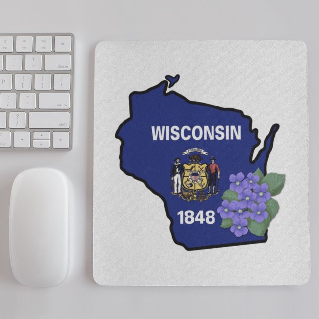 Wisconsin State Flag & Flower Common Blue Violet Mouse Pad (Creator Uploaded)
