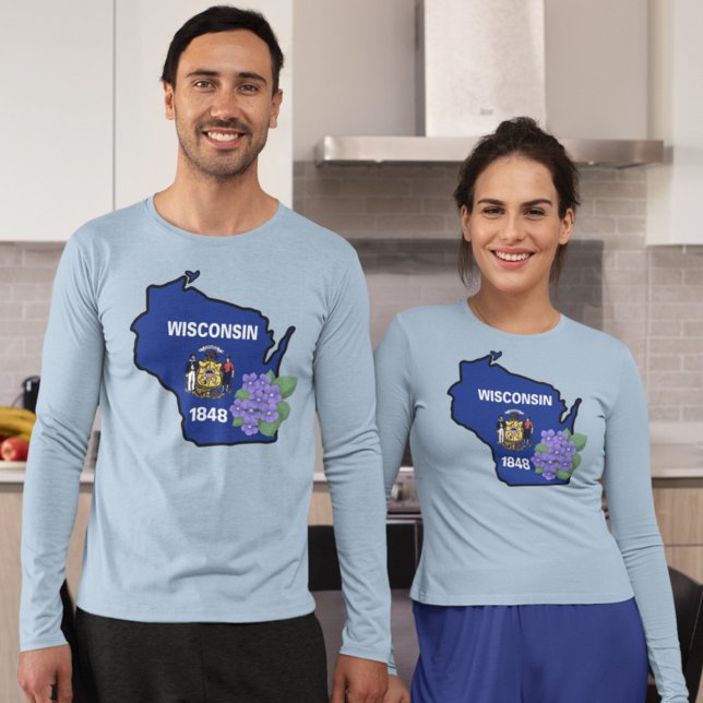 Wisconsin State Flag & Flower Common Blue Violet T-Shirt (Creator Uploaded)