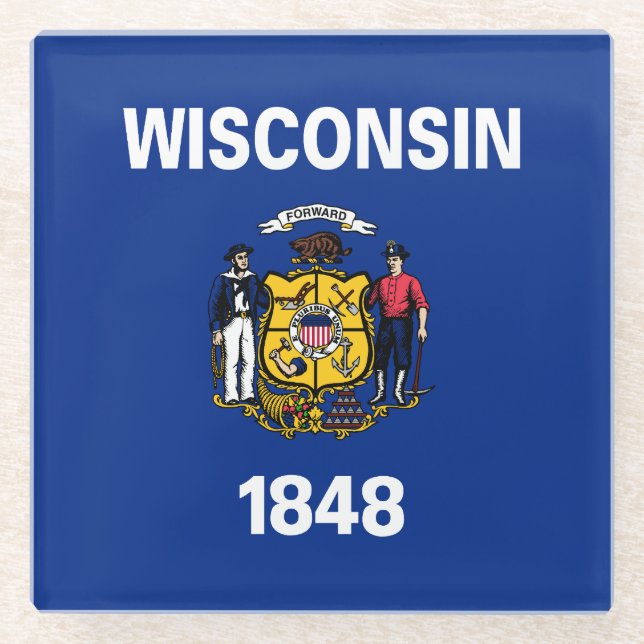 Wisconsin State Flag Glass Coaster (Front)