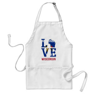 Wisconsin state flag love standard apron