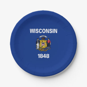 Wisconsin State Flag Paper Plate