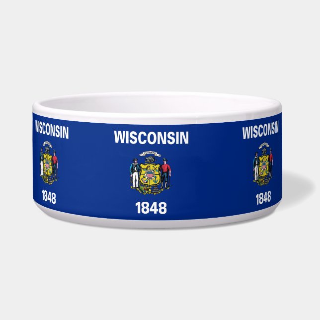 Wisconsin State Flag Pet Bowl (Front)