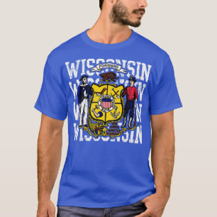 Wisconsin State Flag Retro Distressed T-Shirt