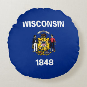 Wisconsin State Flag Round Cushion