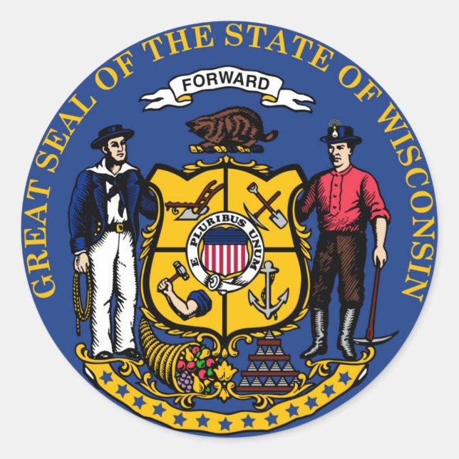 Wisconsin state flag seal united america country r (Front)