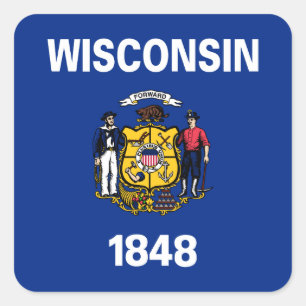 Wisconsin State Flag Square Sticker