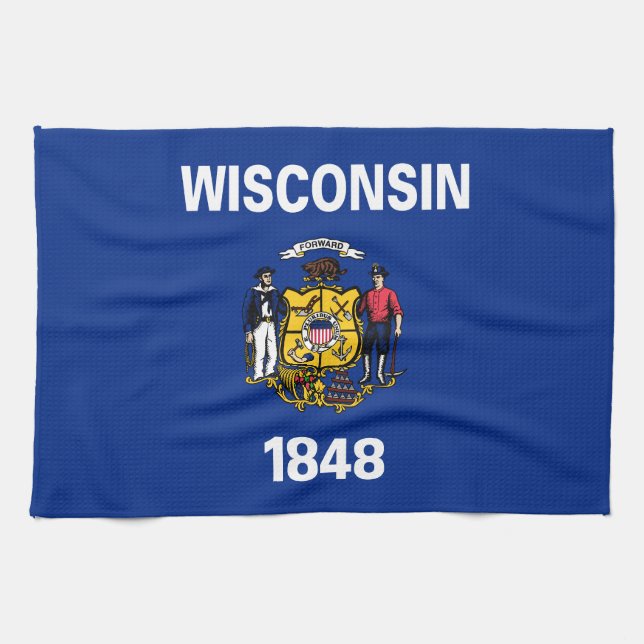 Wisconsin State Flag Tea Towel (Horizontal)
