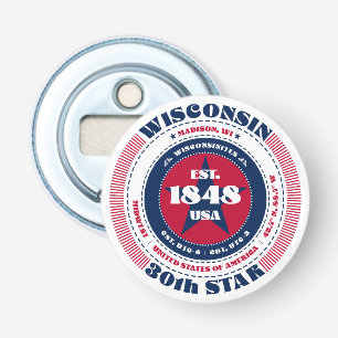 Wisconsin State Information Circle Bottle Opener