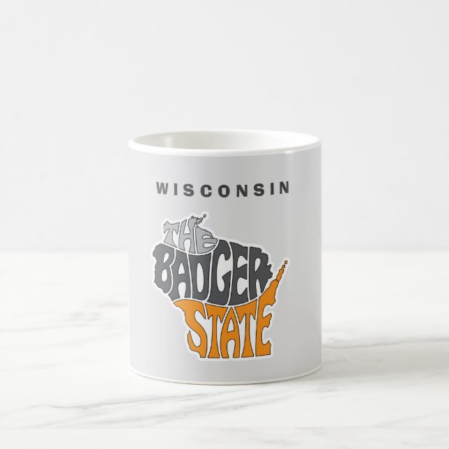 Wisconsin State Nickname Word Art Coffee Mug (Center)