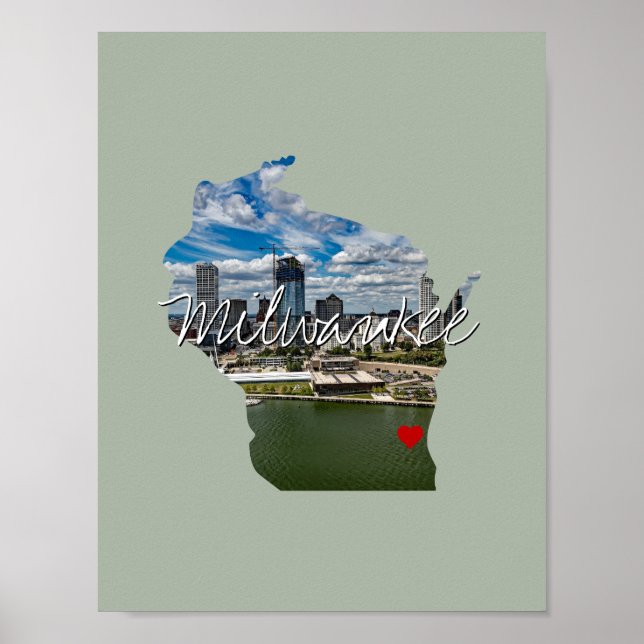 Wisconsin State Photo insert and town name Poster (Front)