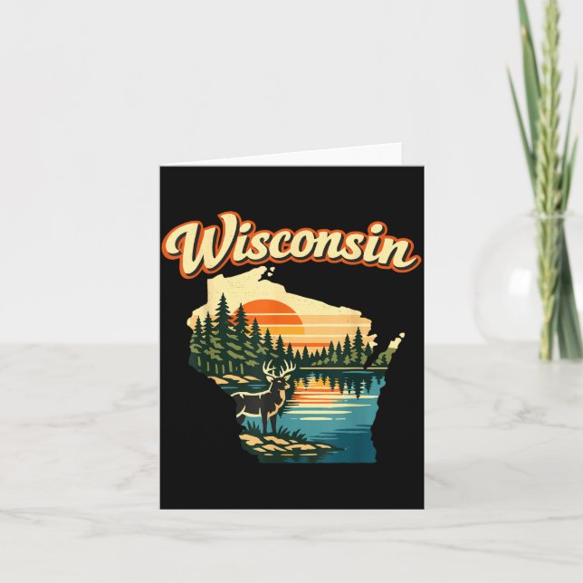 Wisconsin State Pride Sunset Deer Lake Landscape Card (Front)