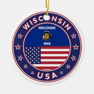 Wisconsin sticker,phone case, tote bag ceramic tree decoration
